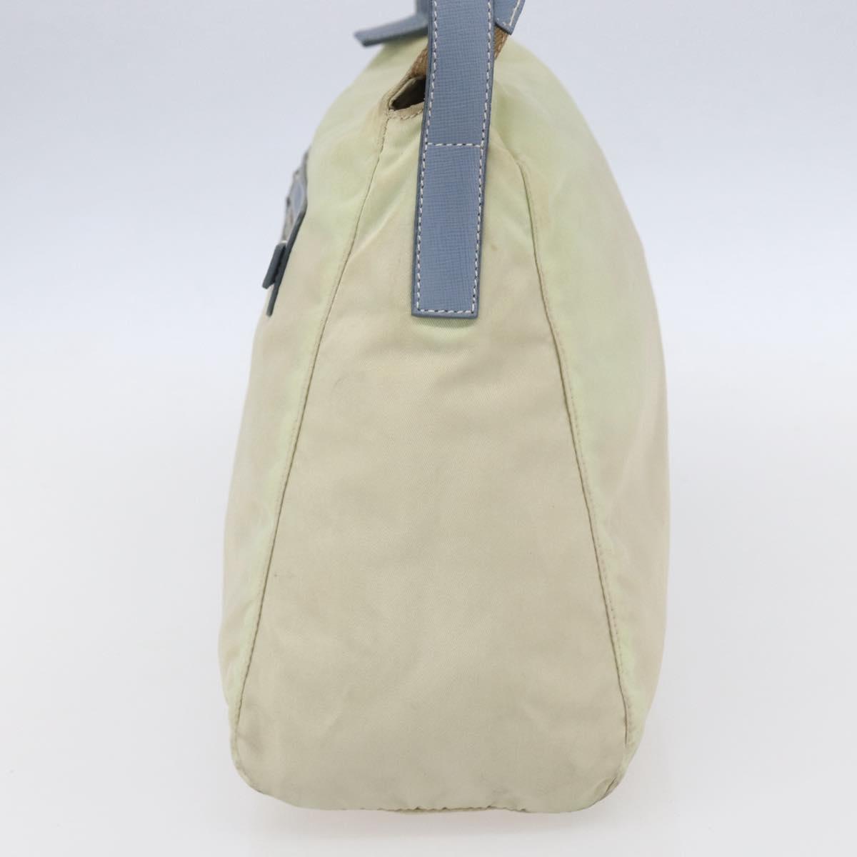 PRADA Shoulder Bag Nylon Leather Beige Silver