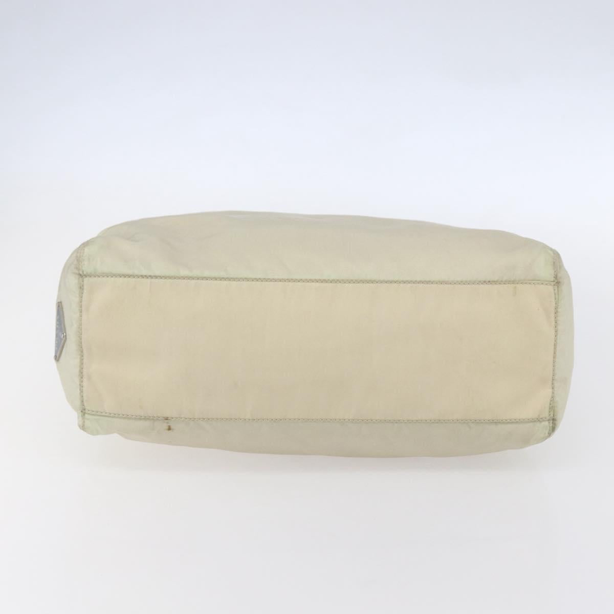 PRADA Shoulder Bag Nylon Leather Beige Silver