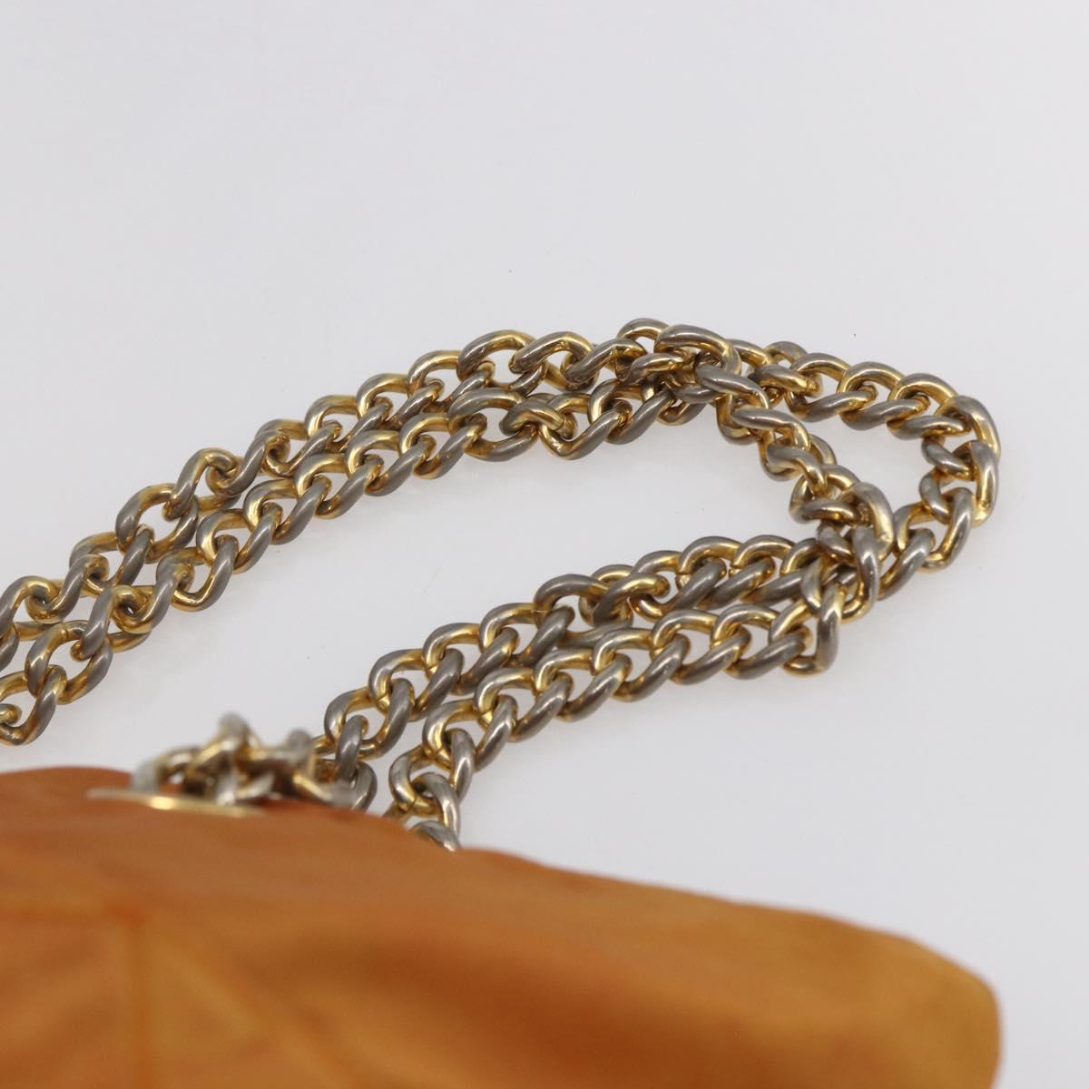 PRADA Chain Shoulder Bag Nylon Orange Gold