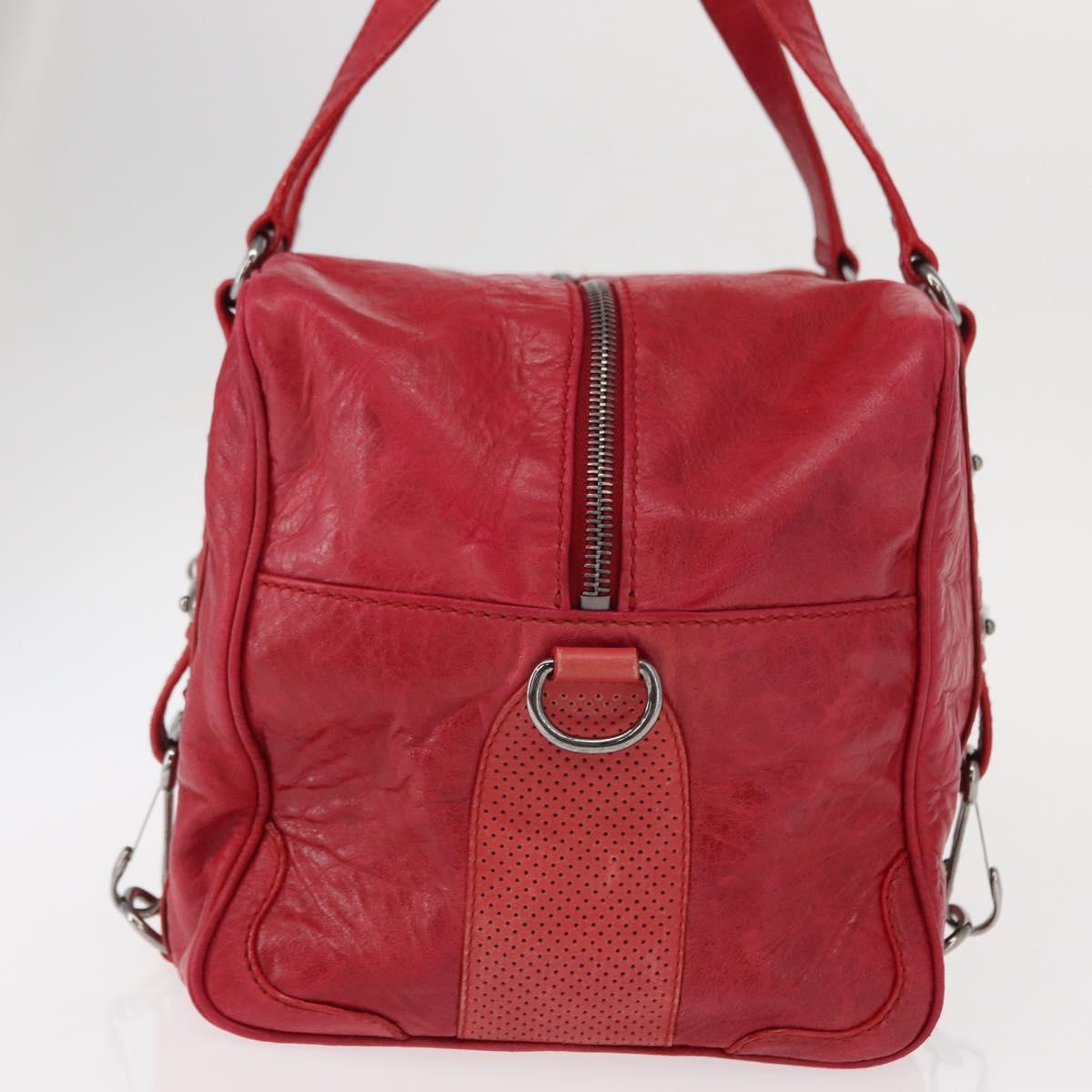 BALENCIAGA Hand Bag Leather Red Silver
