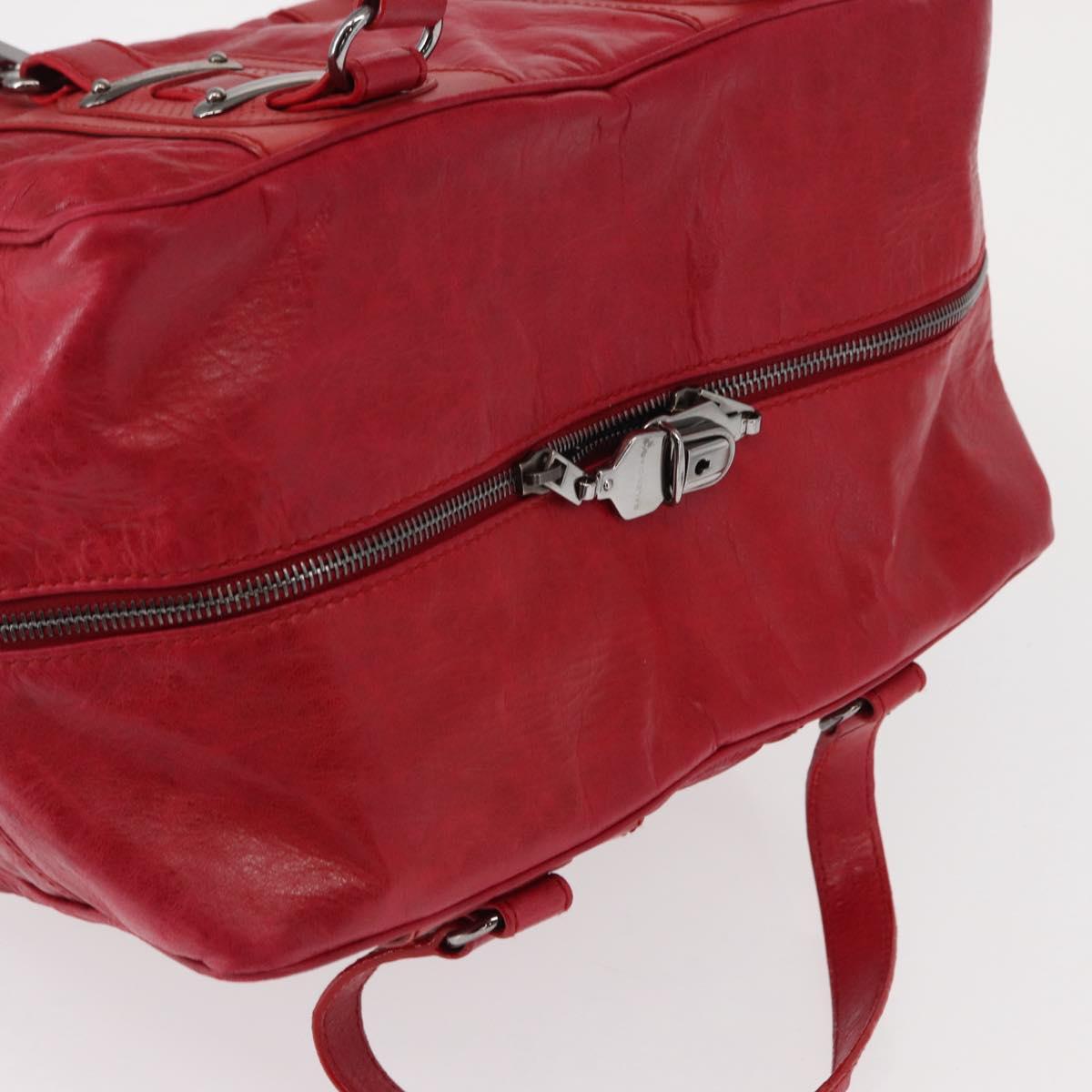 BALENCIAGA Hand Bag Leather Red Silver