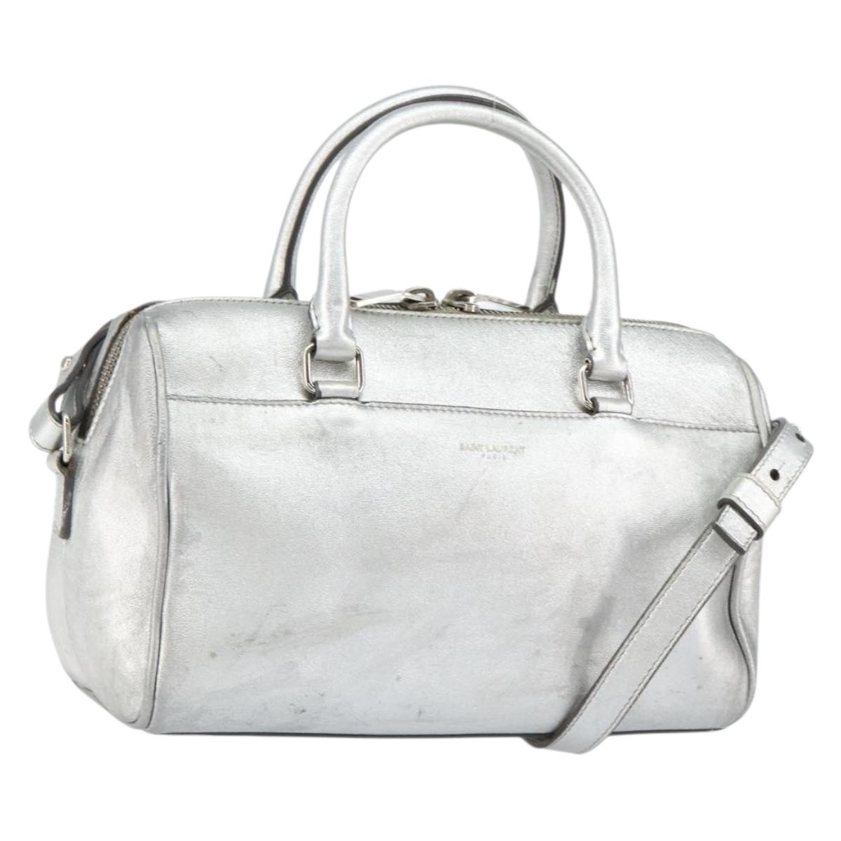 SAINT LAURENT Hand Bag Leather 2way Silver 297957