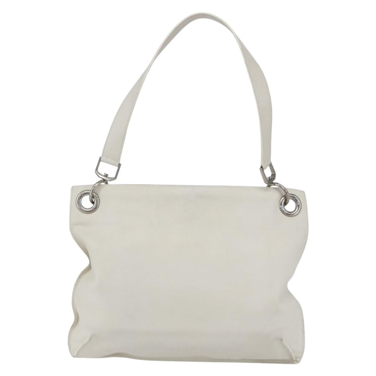 LOEWE Shoulder Bag Leather White Silver