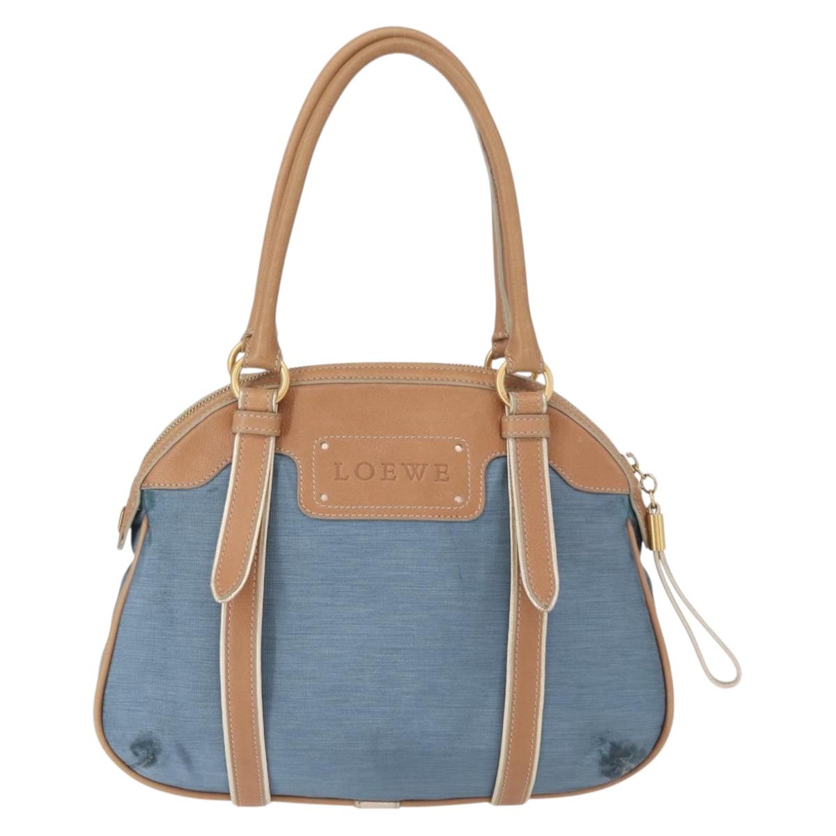 LOEWE Anagram Hand Bag Nylon Blue Gold