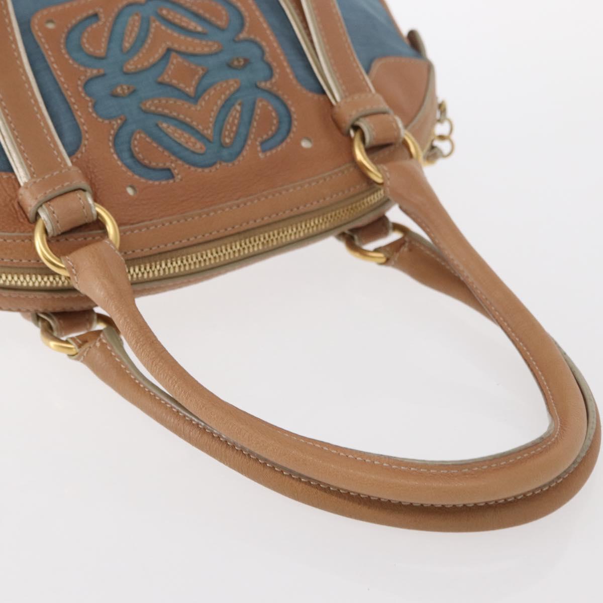 LOEWE Anagram Hand Bag Nylon Blue Gold