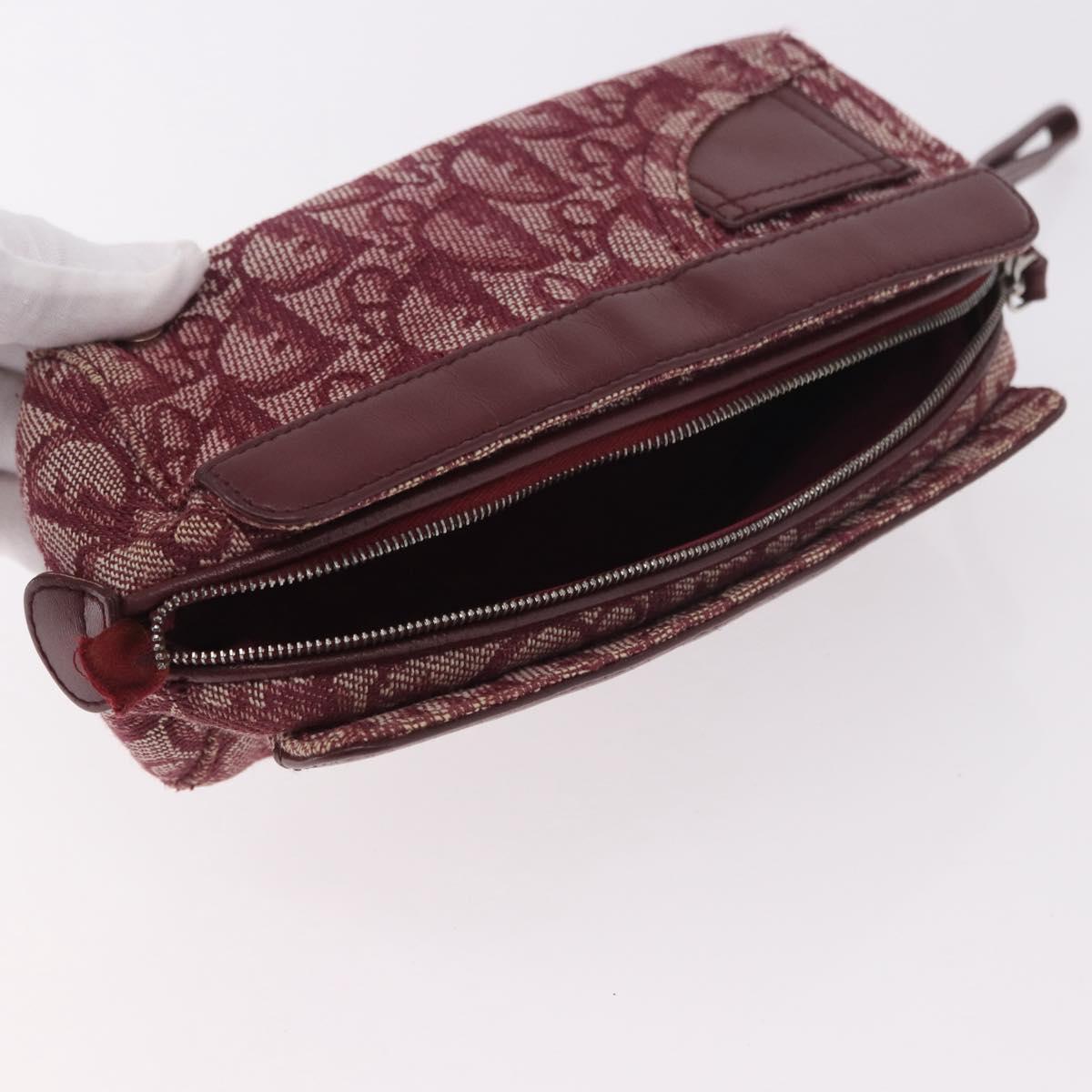 Christian Dior Trotter Canvas Pouch Red Silver