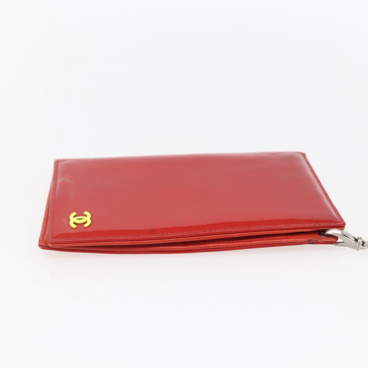 CHANEL Card Case Enamel Red CC