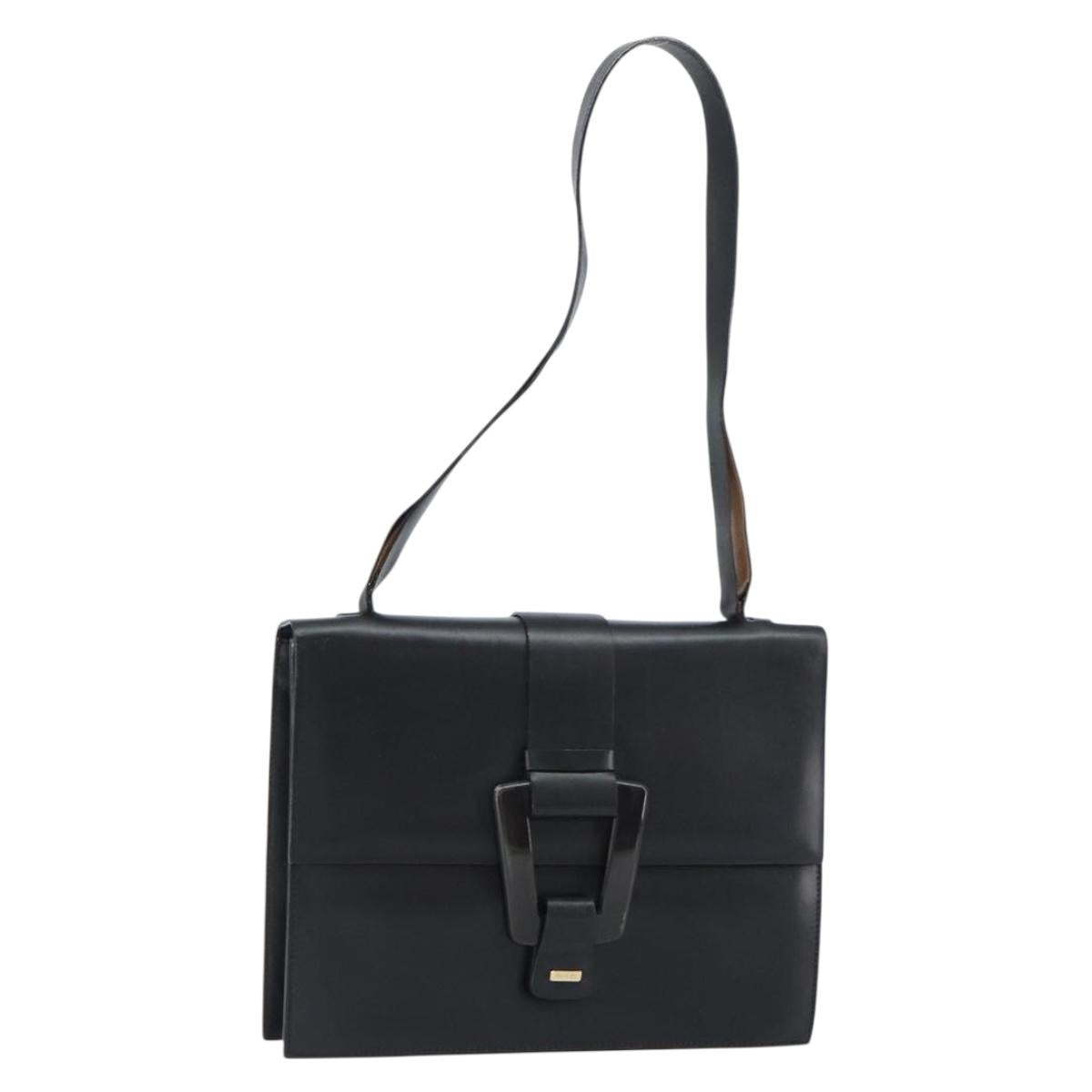 GUCCI Shoulder Bag Leather outlet Black Silver