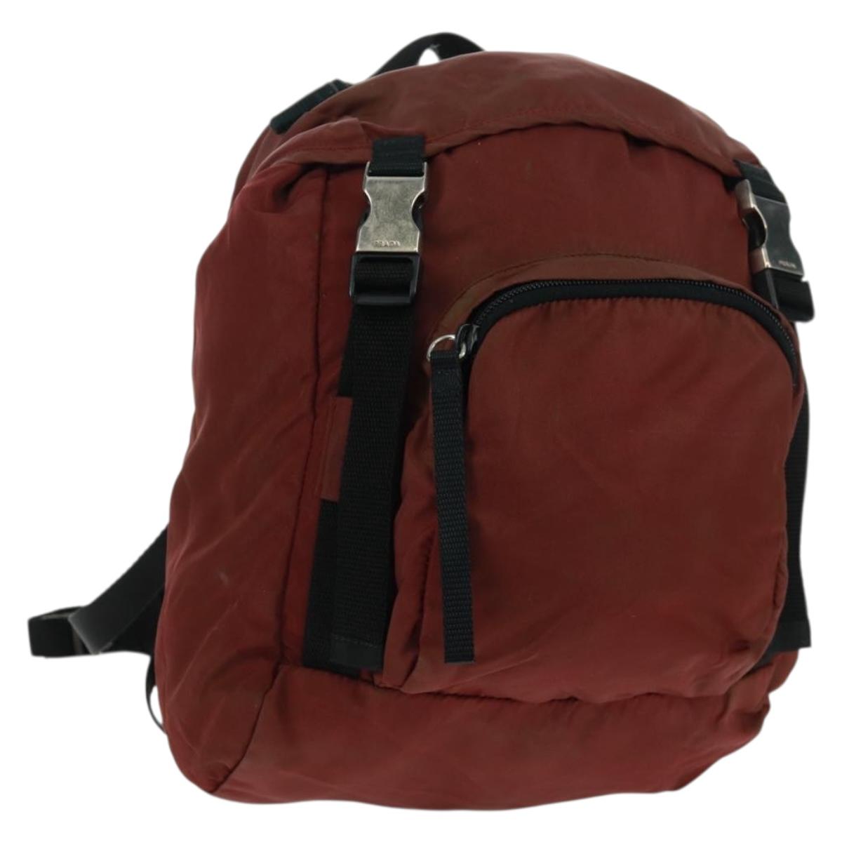 PRADA Backpack Nylon Red Silver