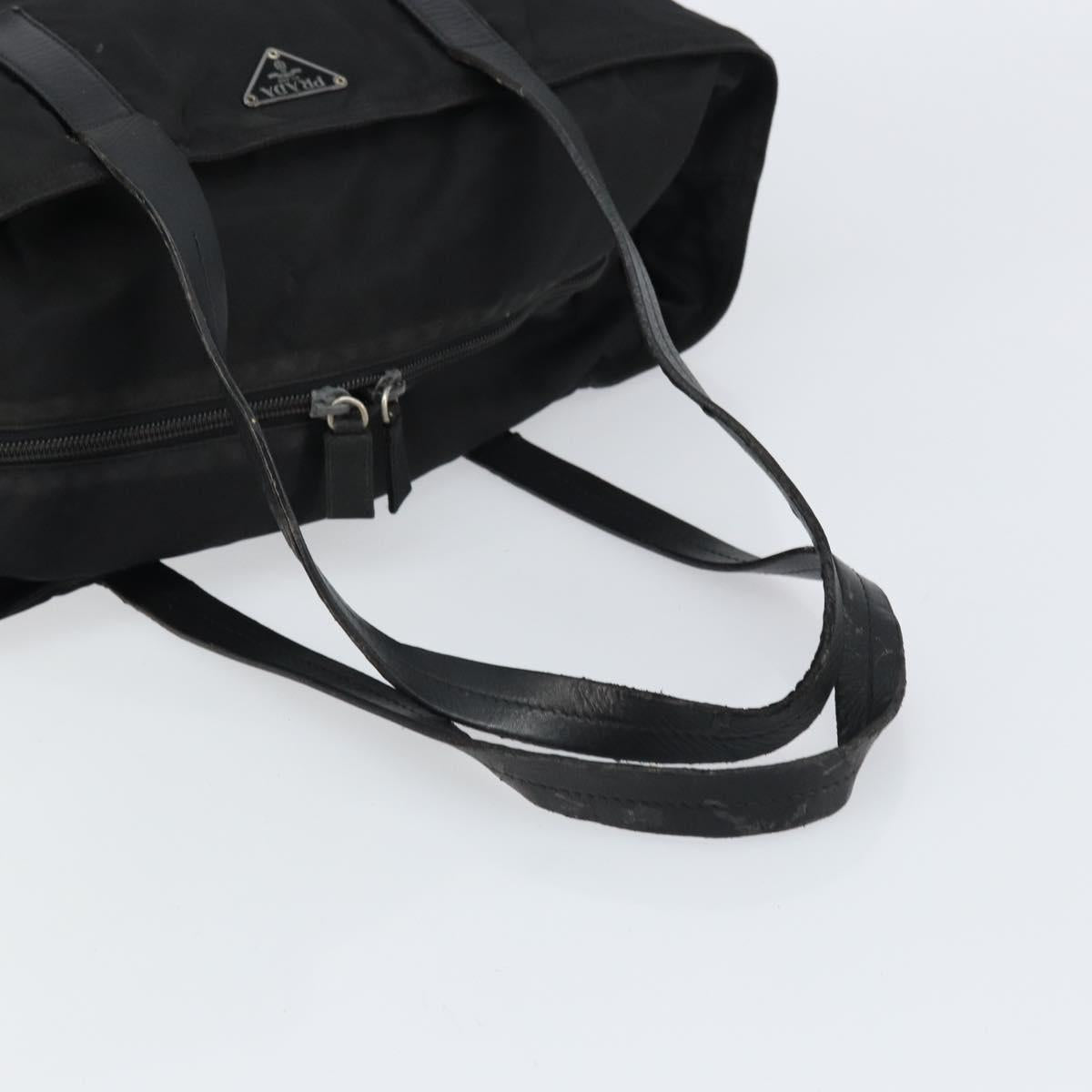 PRADA Tote Bag Nylon Black Silver