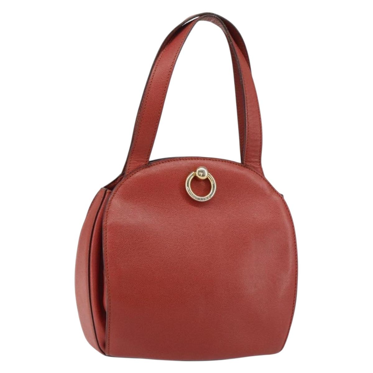 CELINE Hand Bag Leather Red Gold