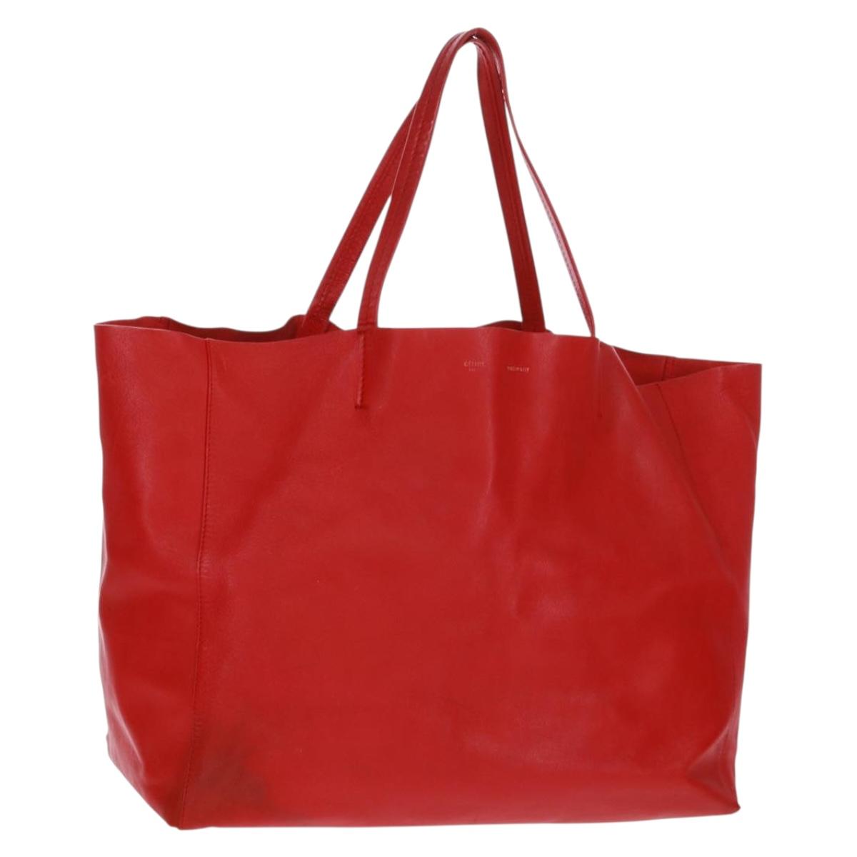 CELINE Horizontalkava Tote Bag Leather Red Gold