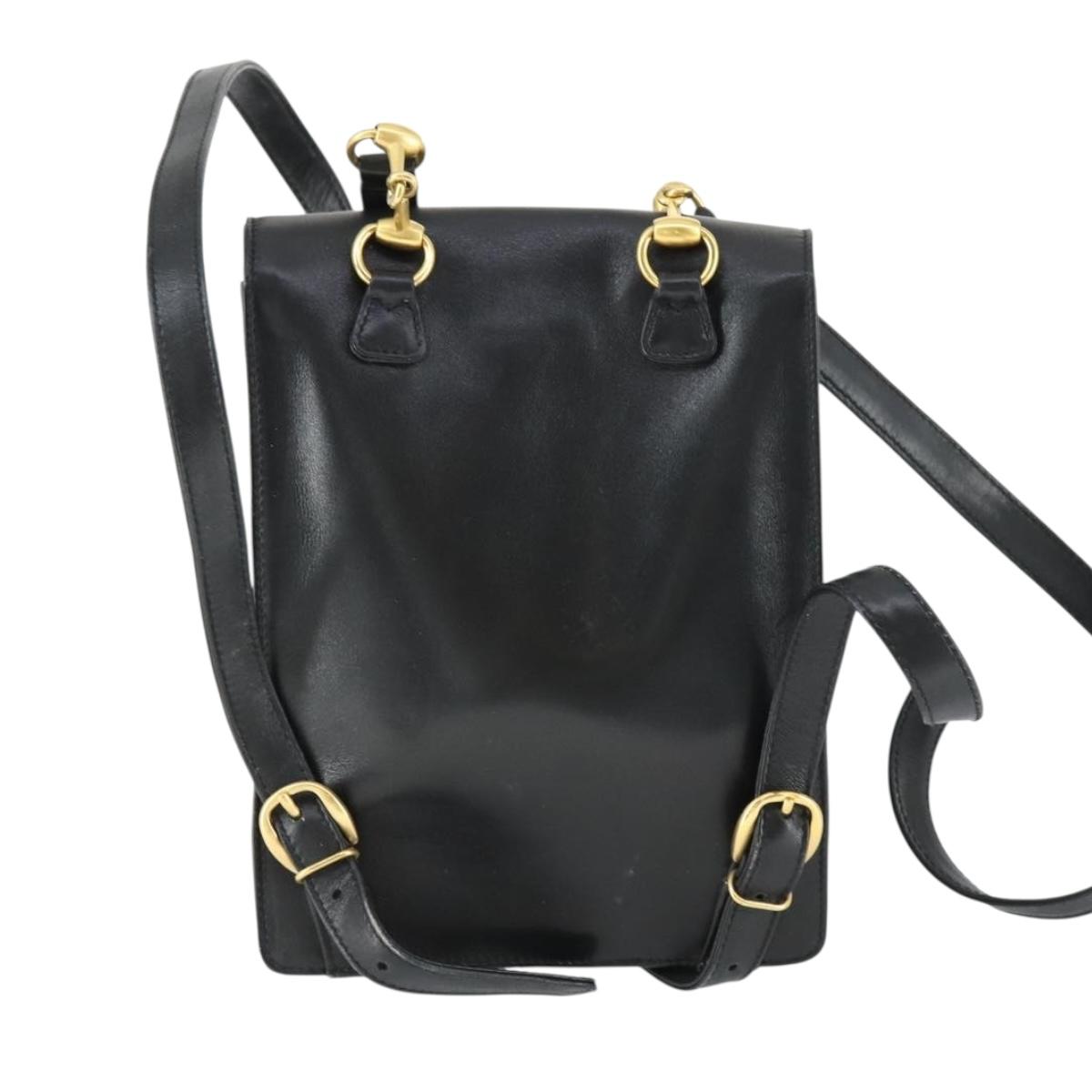 GUCCI Backpack Leather Black Gold