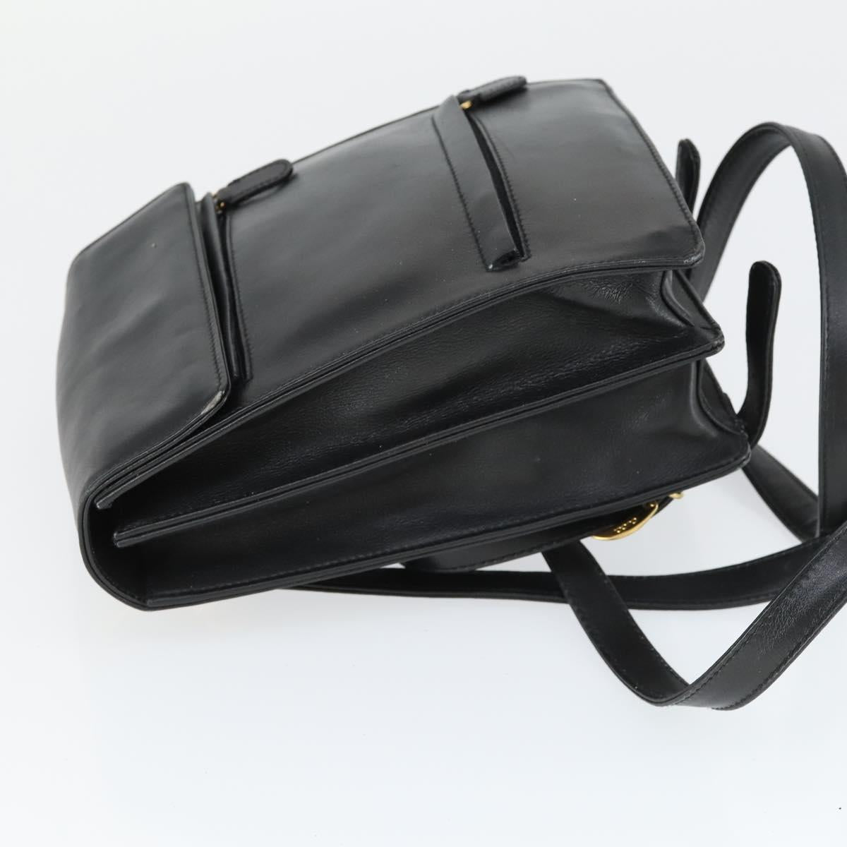 GUCCI Backpack Leather Black Gold