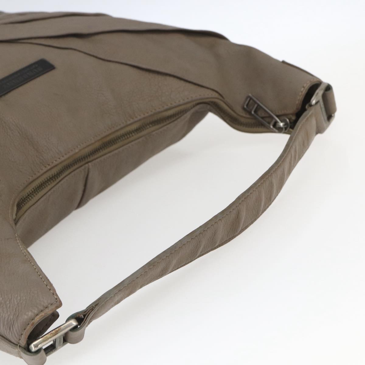 BURBERRY Shoulder Bag Leather Brown Silver