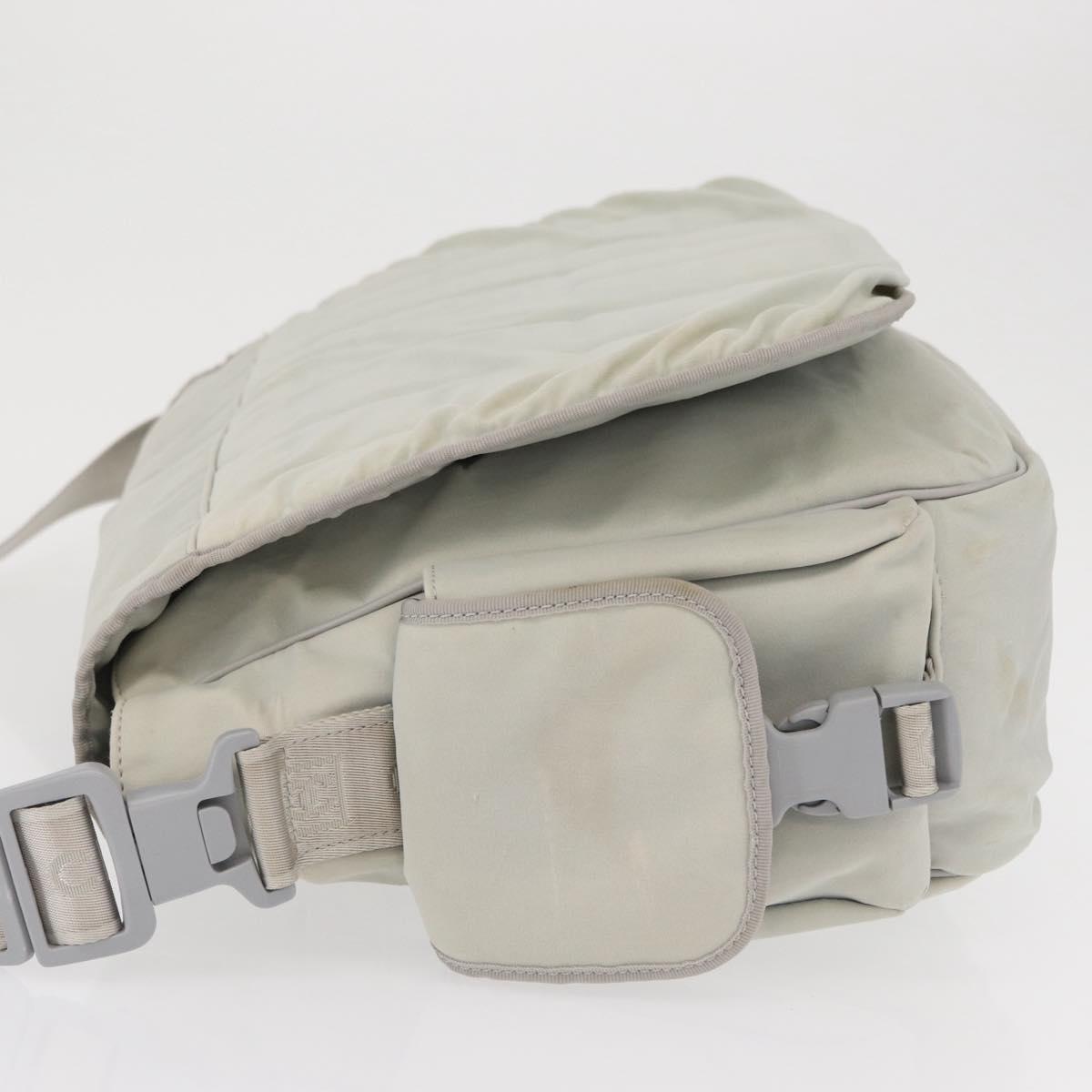 CHANEL Shoulder Bag Nylon Gray Silver CC