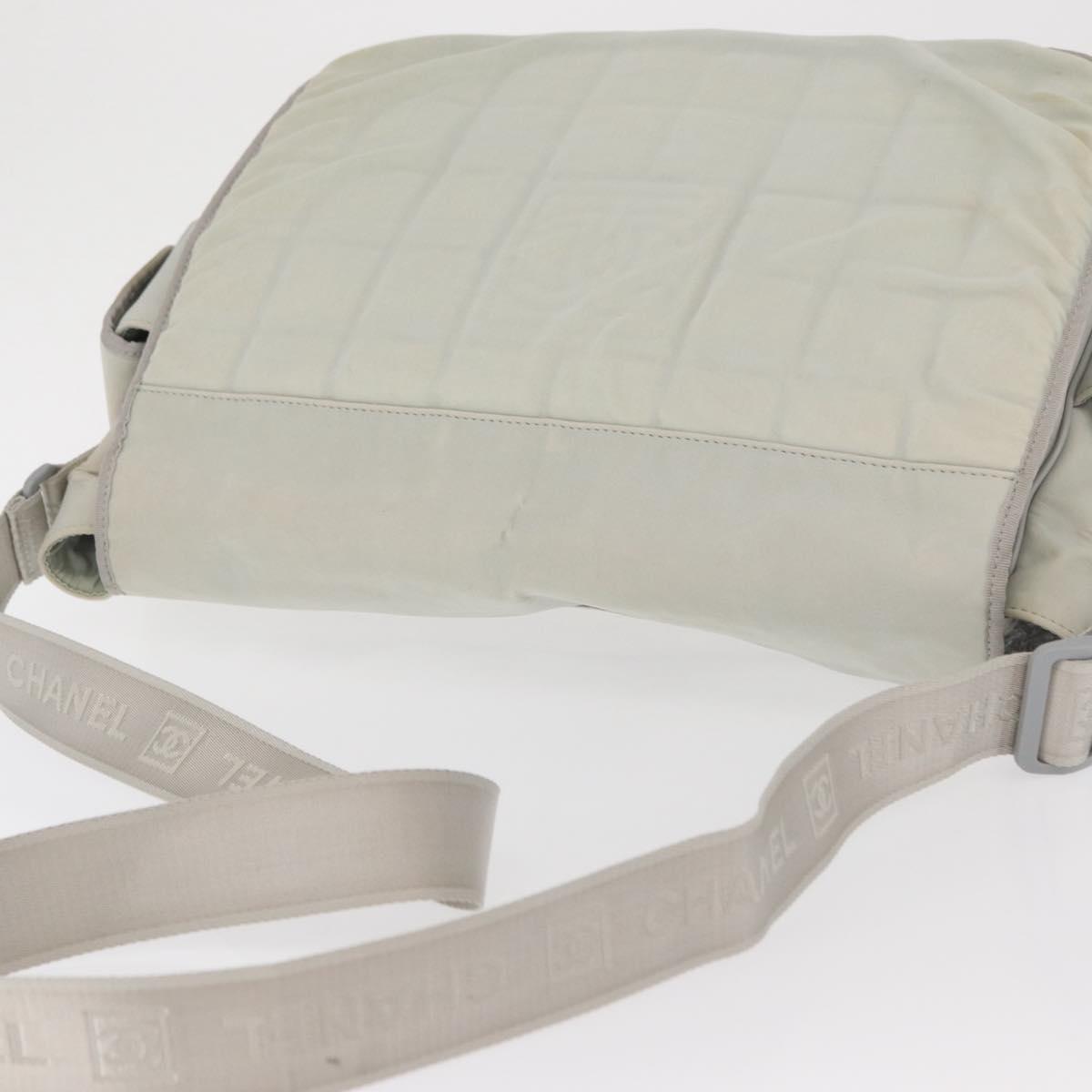 CHANEL Shoulder Bag Nylon Gray Silver CC