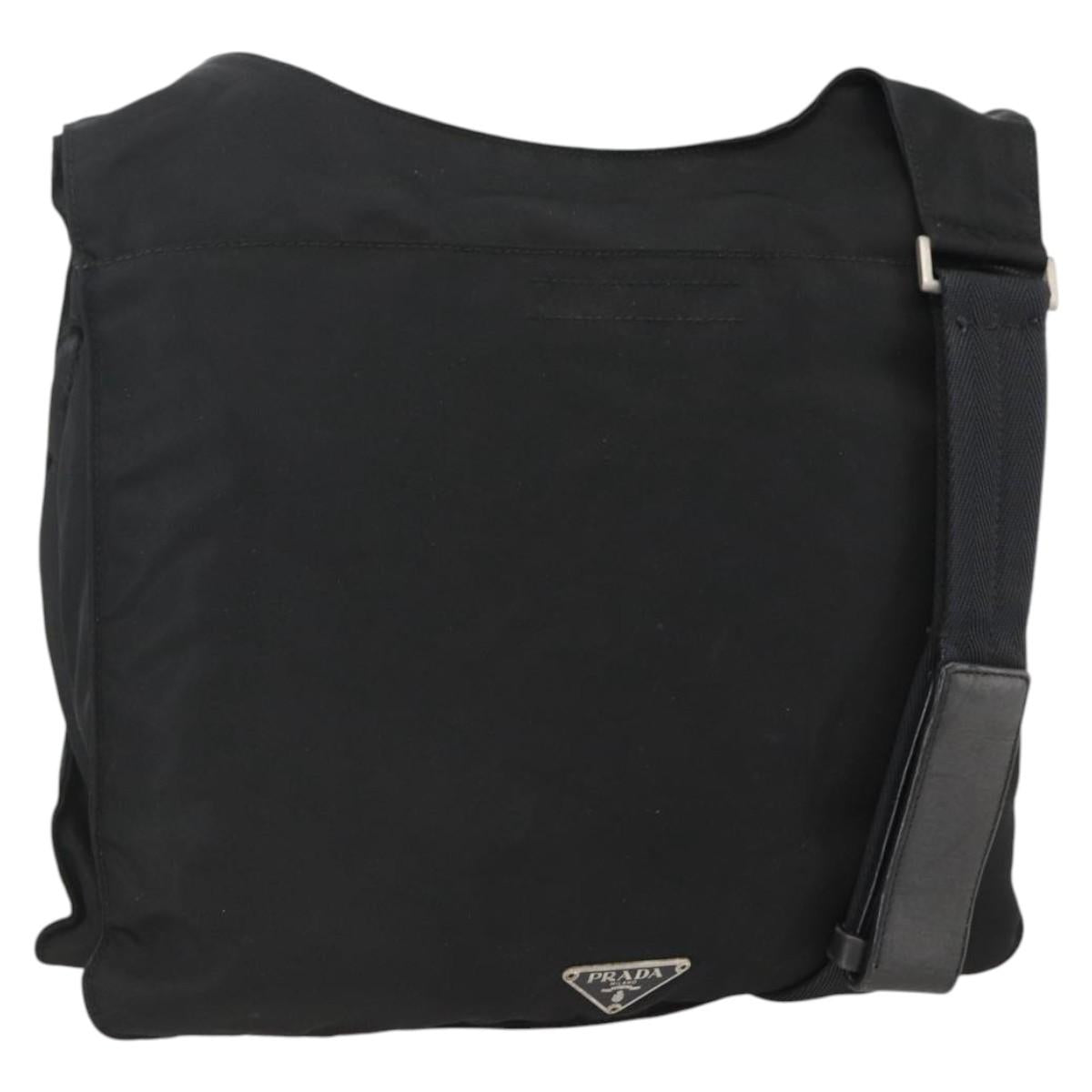 PRADA Shoulder Bag Nylon Black Silver