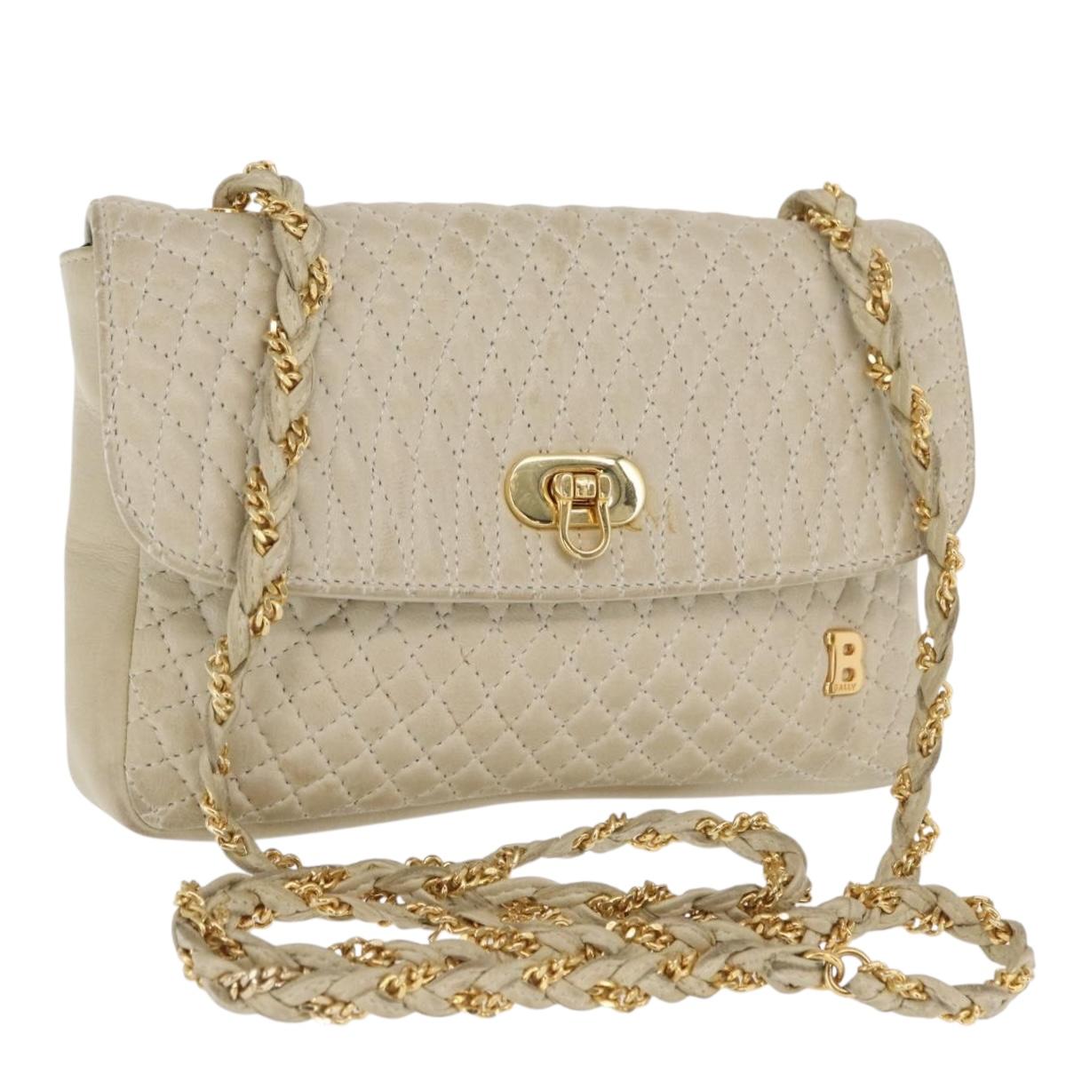 BALLY Shoulder Bag Leather Beige Gold