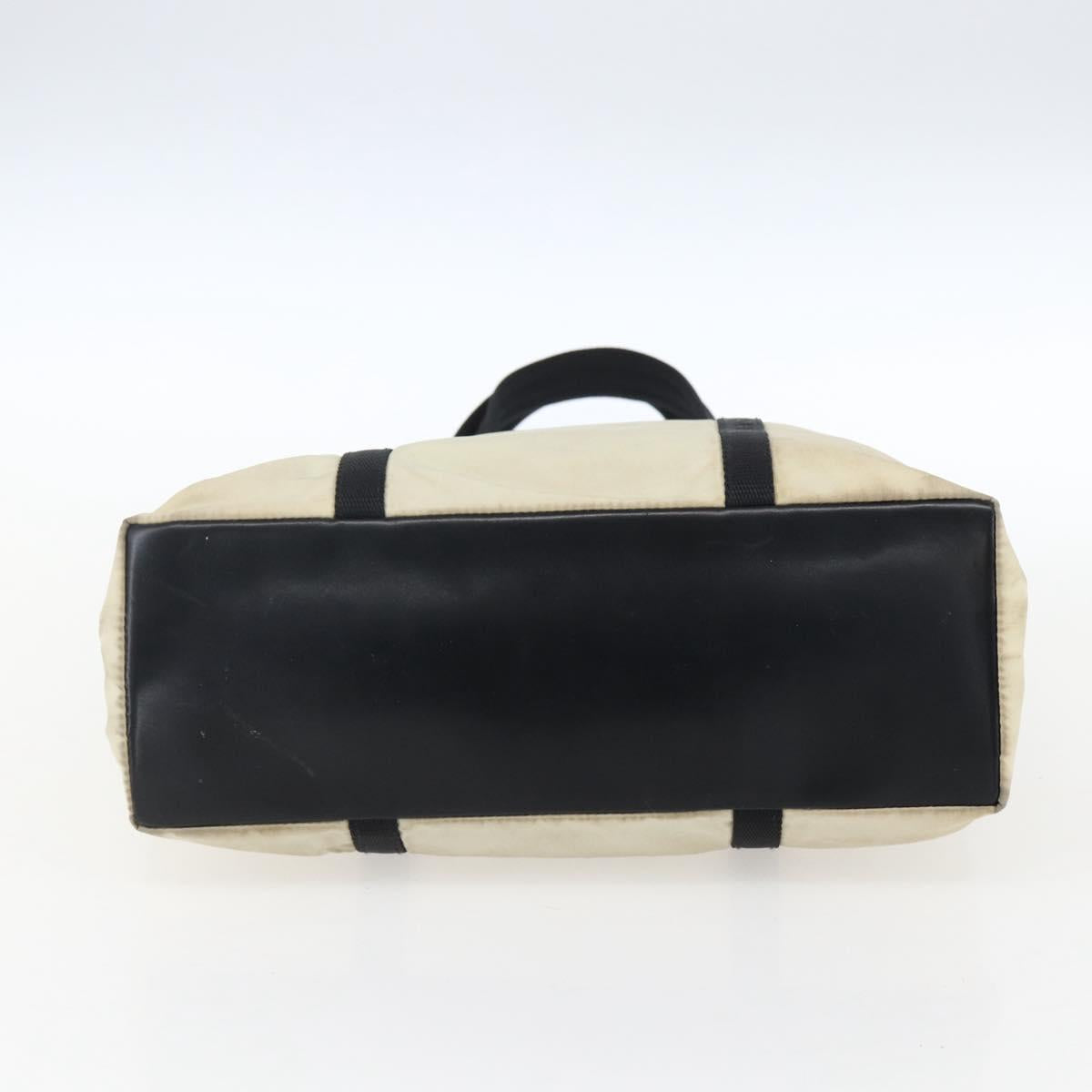 PRADA Tote Bag Nylon Cream Silver
