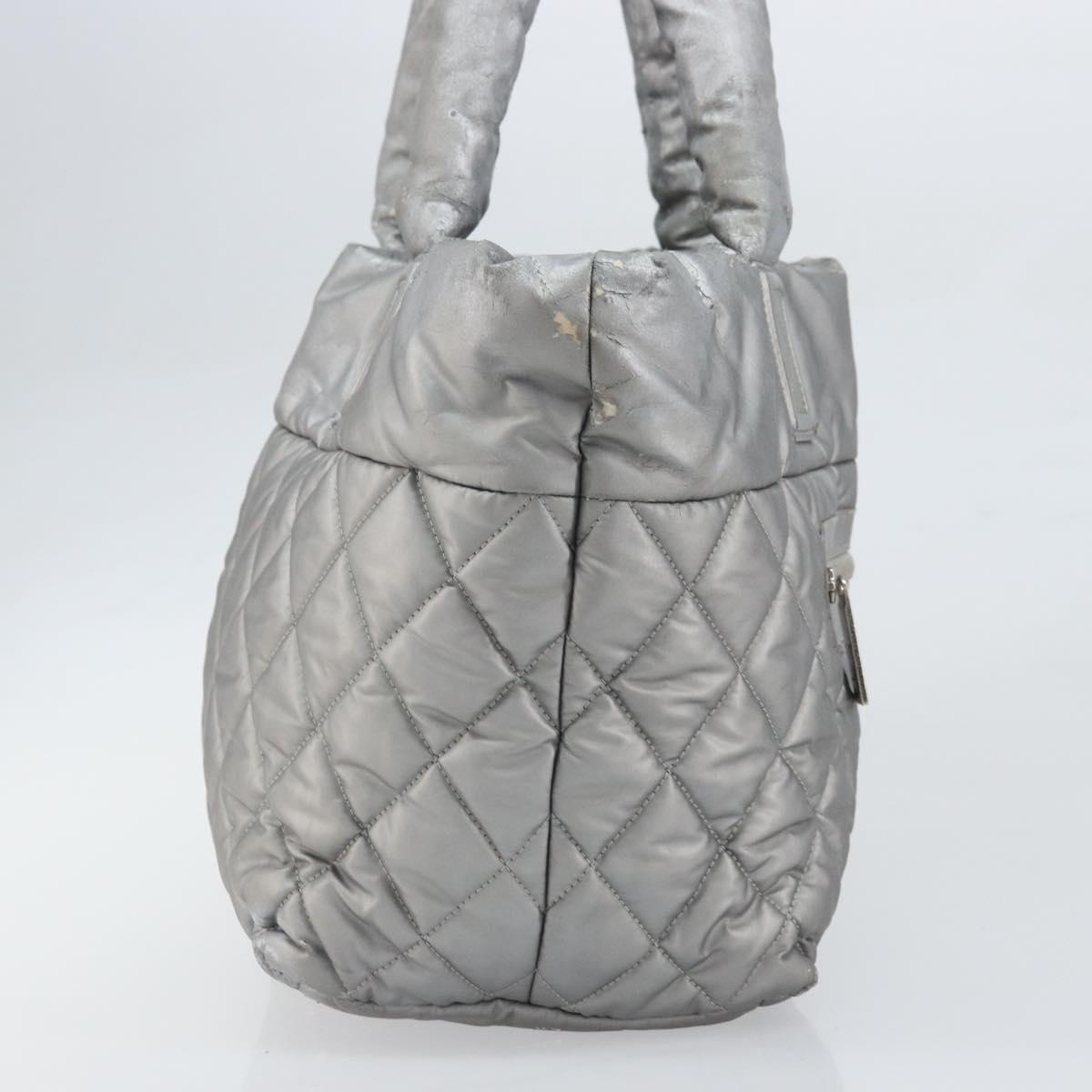 CHANEL Cococoon Tote Bag Coated Canvas Silver CC