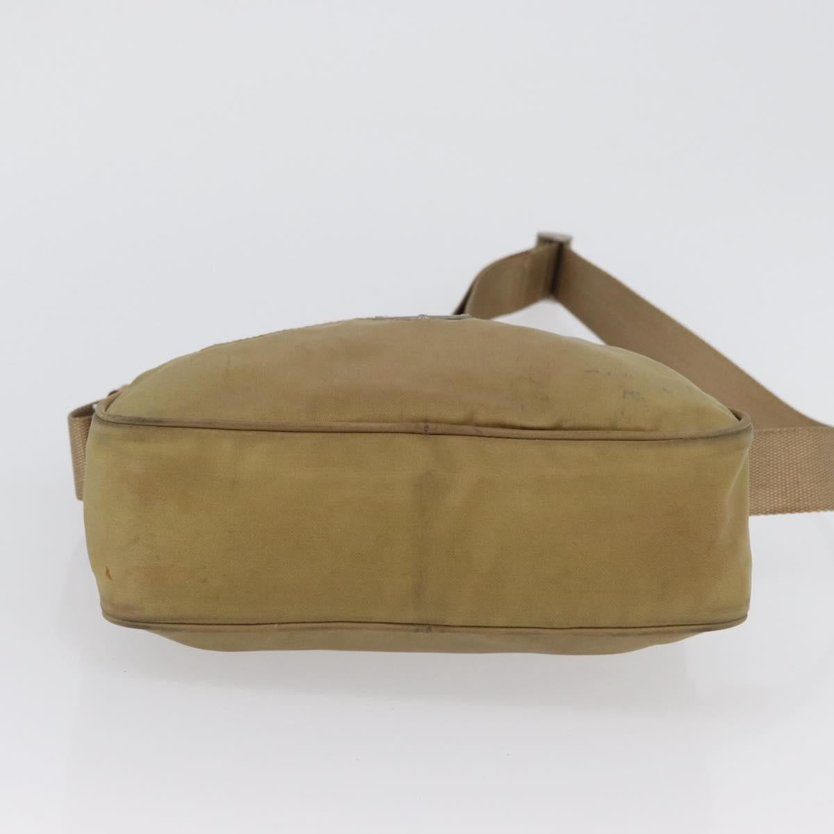 PRADA Shoulder Bag Nylon Beige Silver