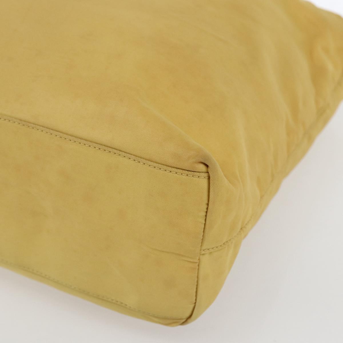 PRADA Hand Bag Nylon Yellow Silver