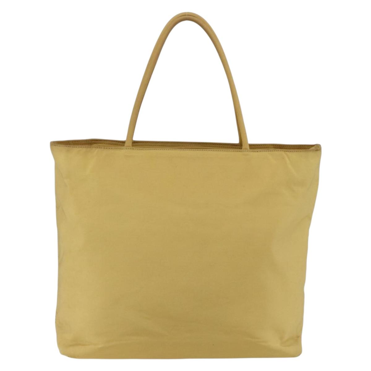 PRADA Hand Bag Nylon Yellow Silver
