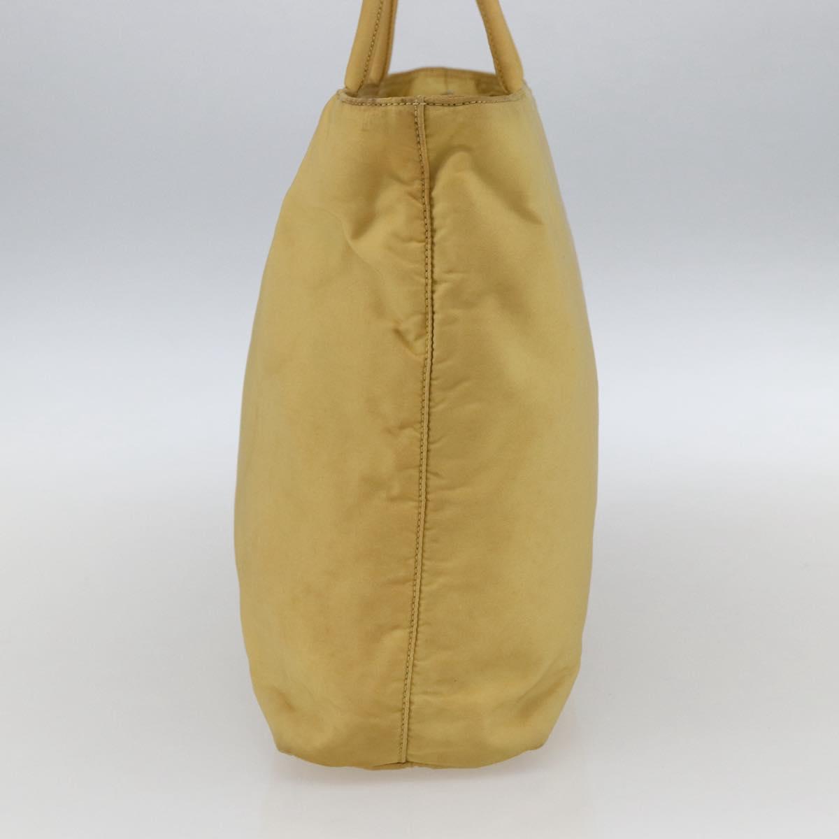 PRADA Hand Bag Nylon Yellow Silver