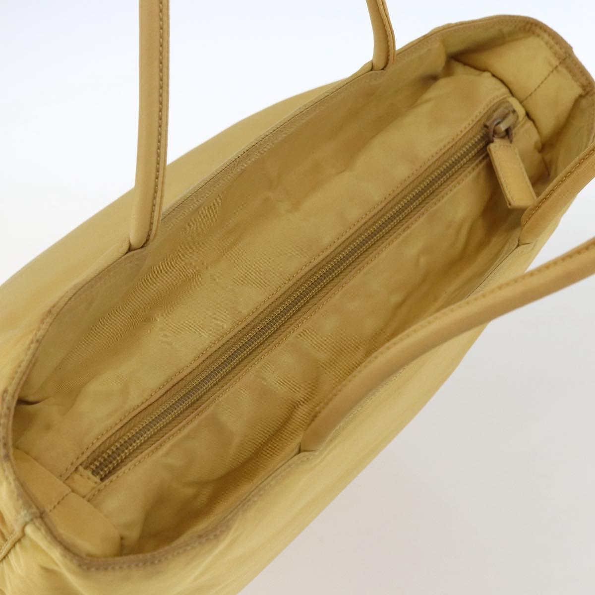 PRADA Hand Bag Nylon Yellow Silver