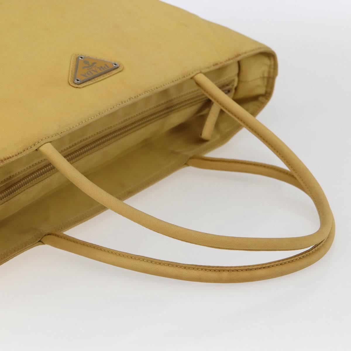PRADA Hand Bag Nylon Yellow Silver