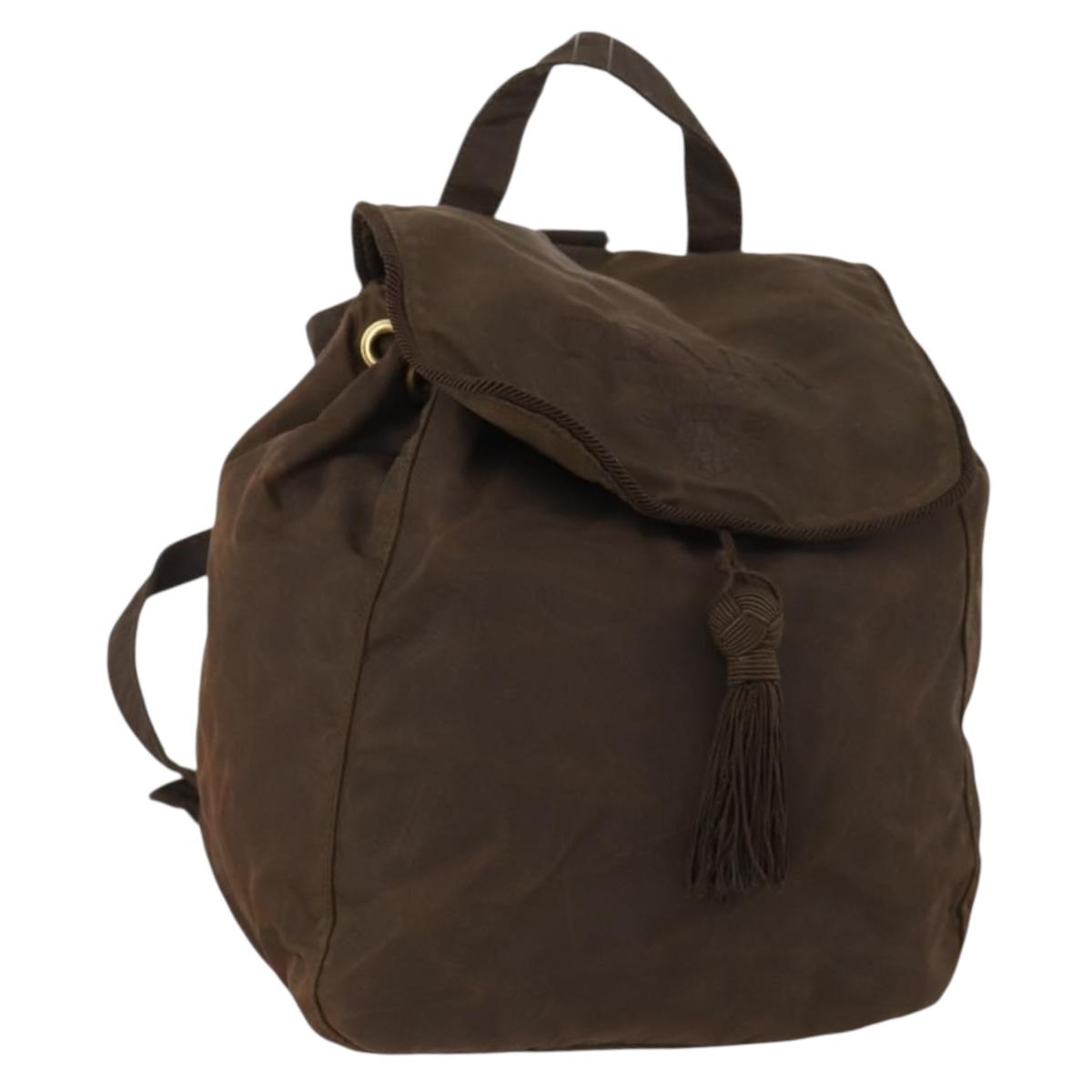 PRADA Backpack Nylon Brown Gold