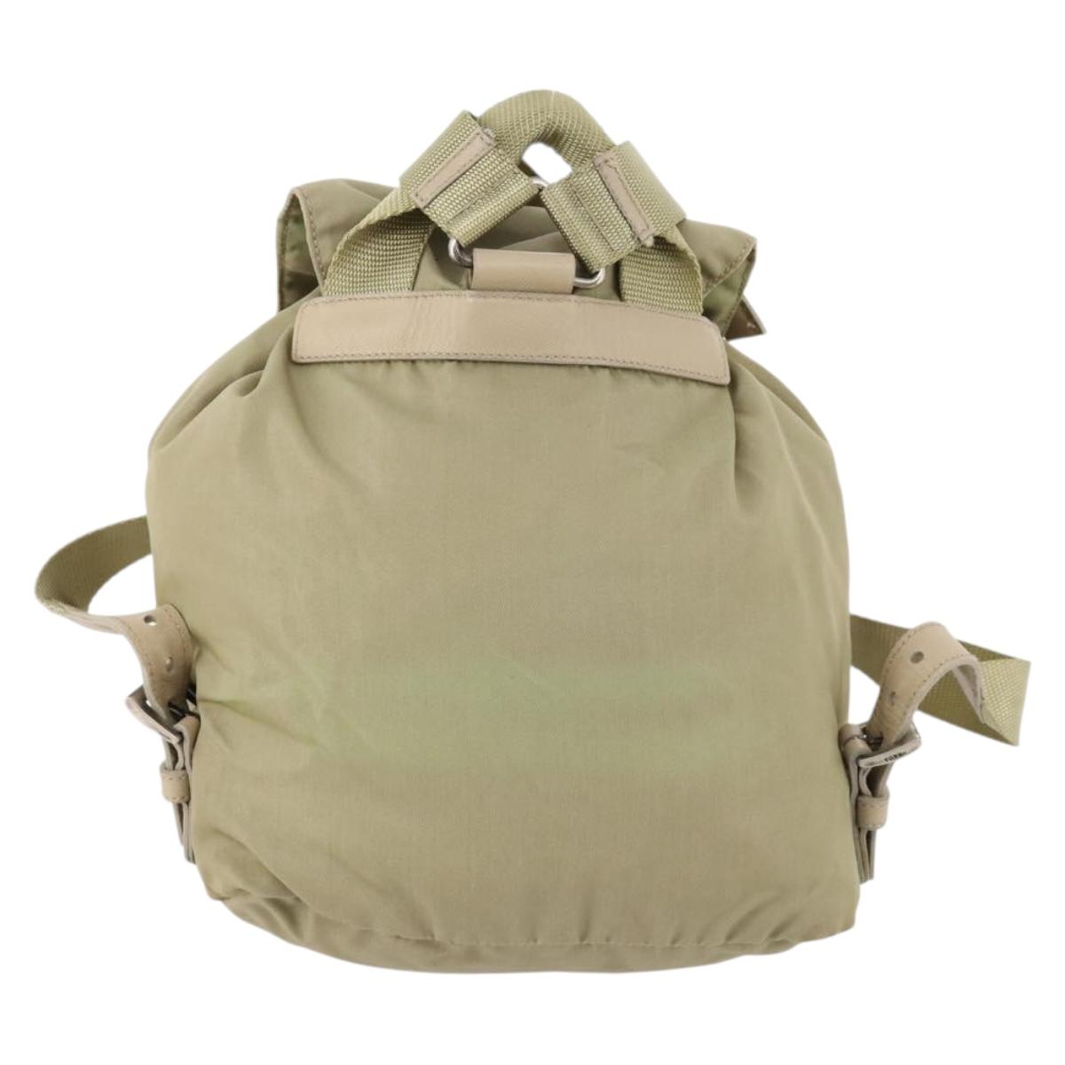 PRADA Backpack Nylon Beige Silver