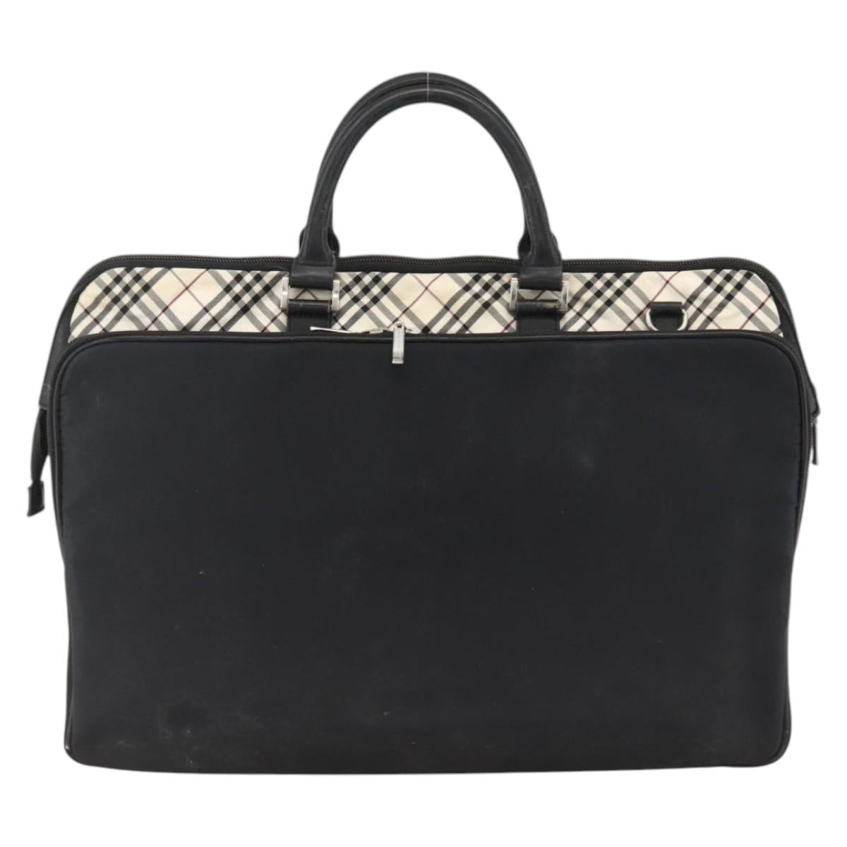 BURBERRY Nova Check Black label Hand Bag Nylon Silver Black