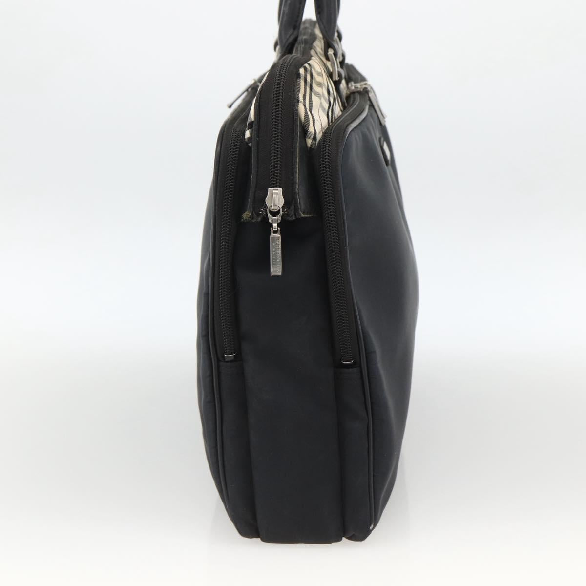 BURBERRY Nova Check Black label Hand Bag Nylon Silver Black