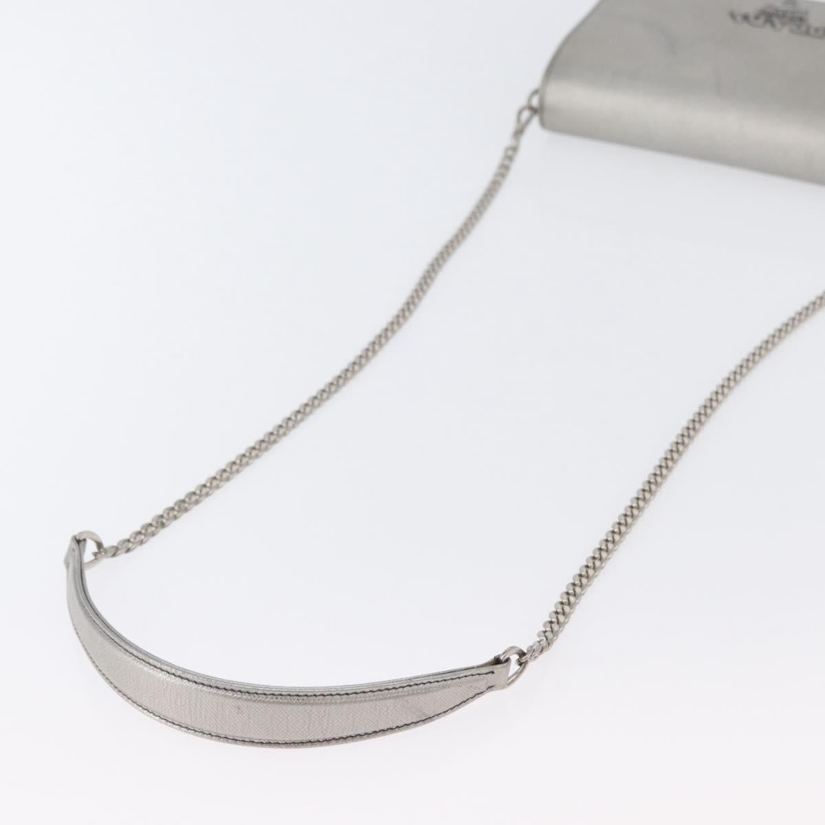 PRADA Chain Shoulder Bag Safiano leather Silver