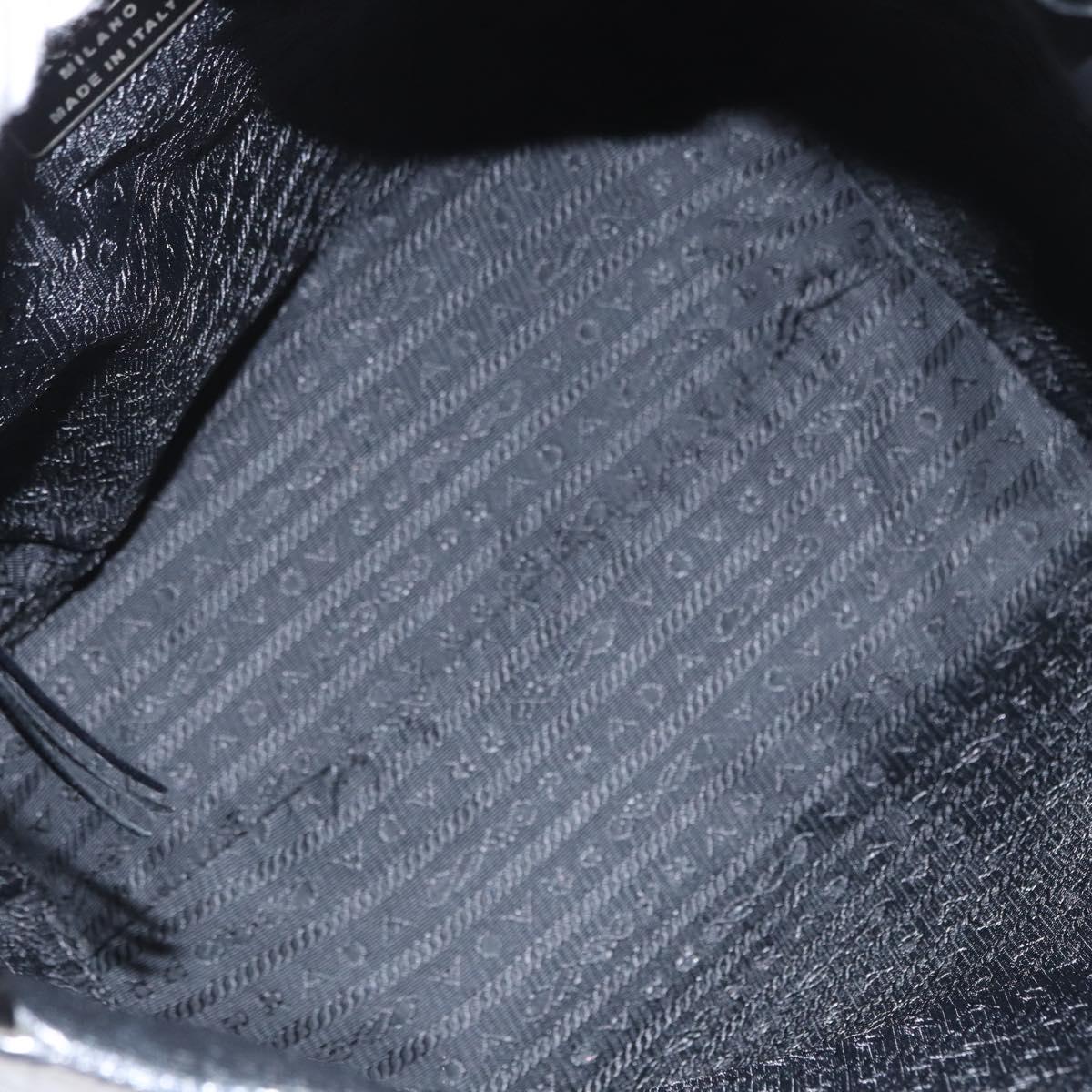 PRADA Hand Bag Patent leather Black Silver