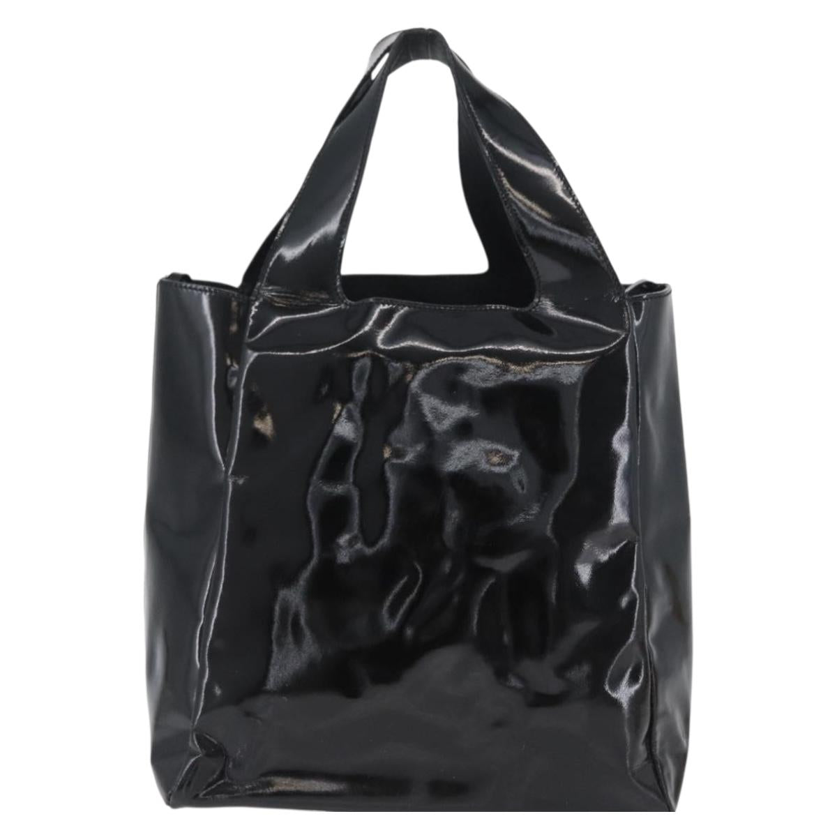 PRADA Hand Bag Patent leather Black Silver