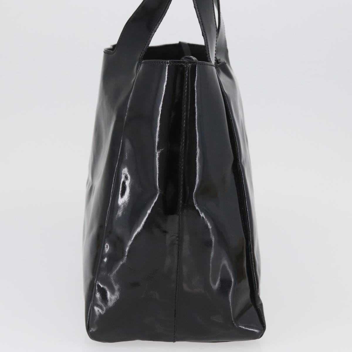 PRADA Hand Bag Patent leather Black Silver
