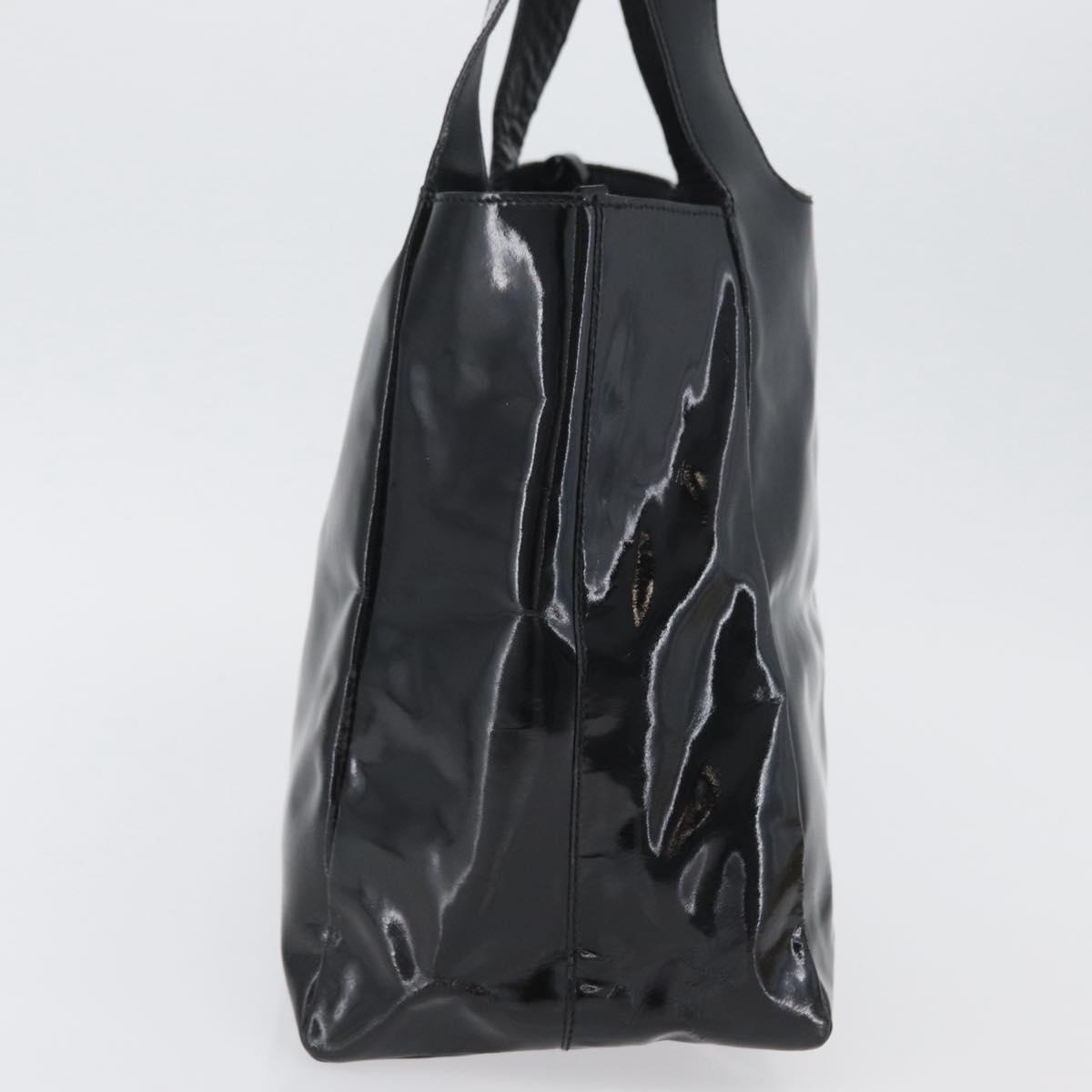 PRADA Hand Bag Patent leather Black Silver
