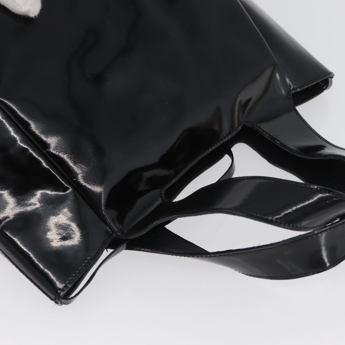 PRADA Hand Bag Patent leather Black Silver