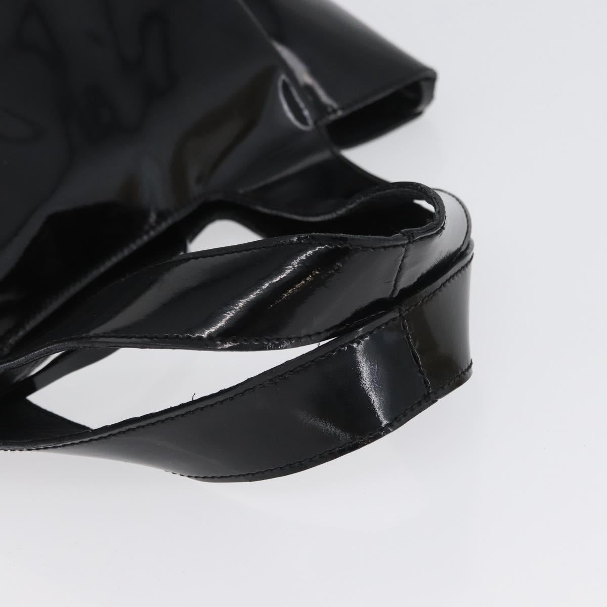 PRADA Hand Bag Patent leather Black Silver