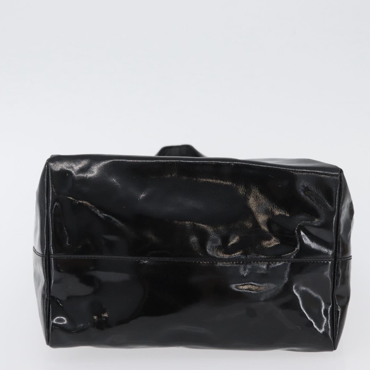 PRADA Hand Bag Patent leather Black Silver