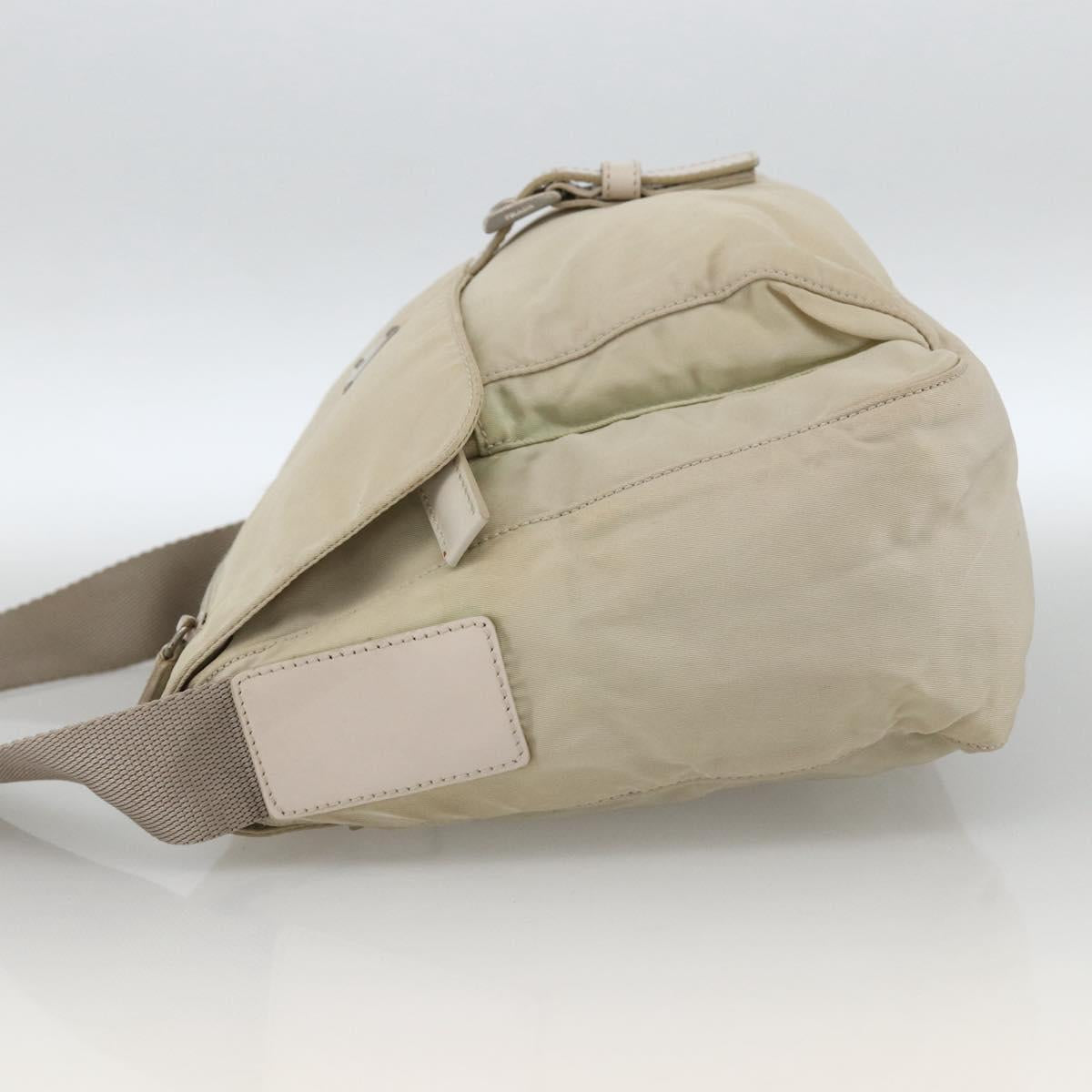 PRADA Shoulder Bag Nylon Beige Silver