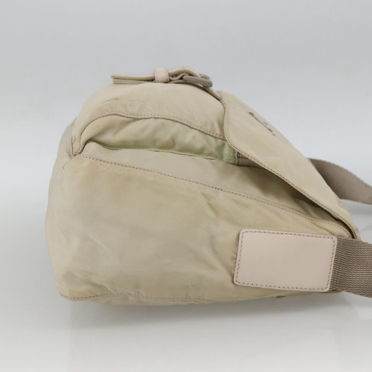 PRADA Shoulder Bag Nylon Beige Silver