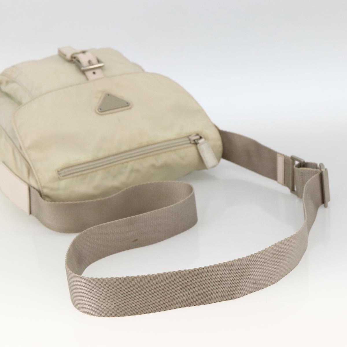 PRADA Shoulder Bag Nylon Beige Silver