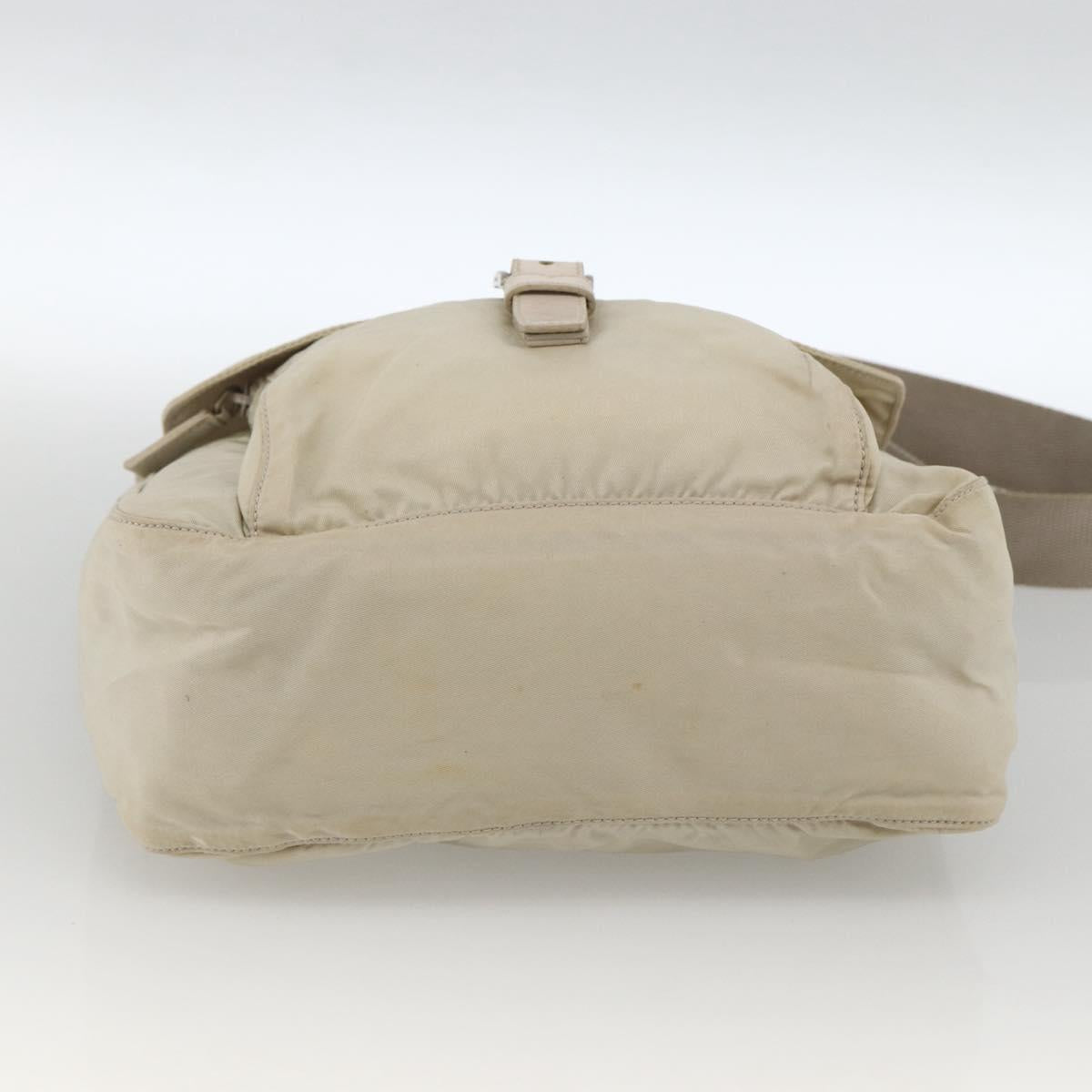 PRADA Shoulder Bag Nylon Beige Silver