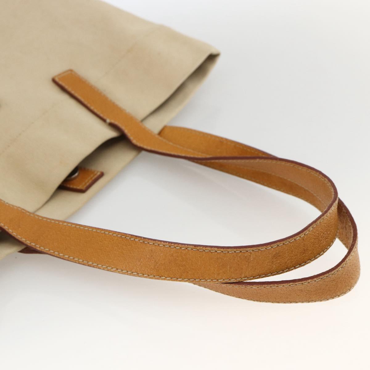 PRADA Tote Bag Canvas Beige Silver