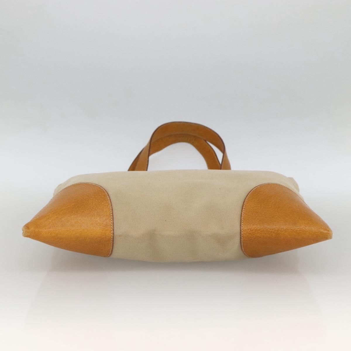 PRADA Tote Bag Canvas Beige Silver