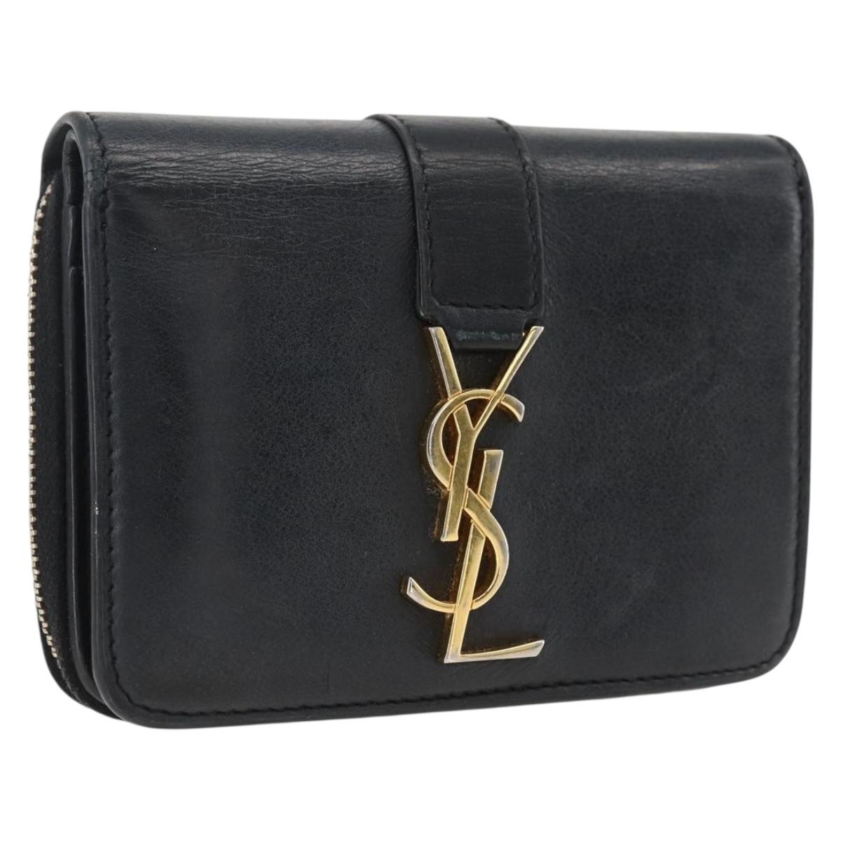SAINT LAURENT Wallet Leather Black Gold